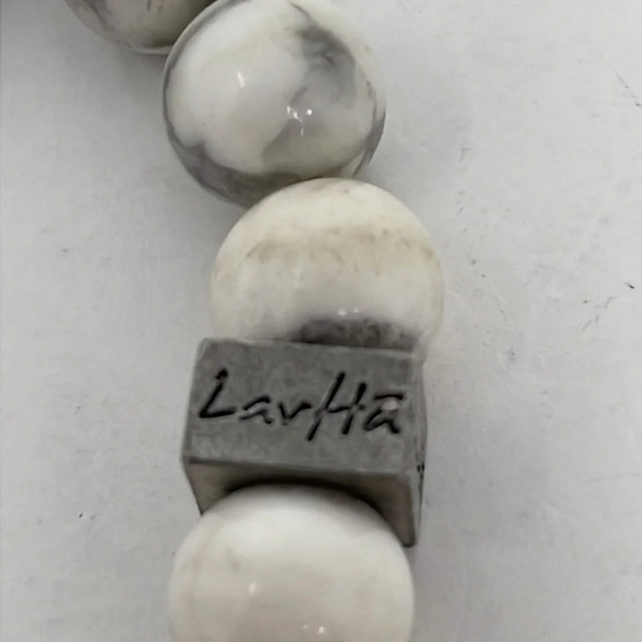 LavHa Bracelet Essential Oil Diffusing Lava Rock Beaded Blue White Marble - Picture 4 of 5